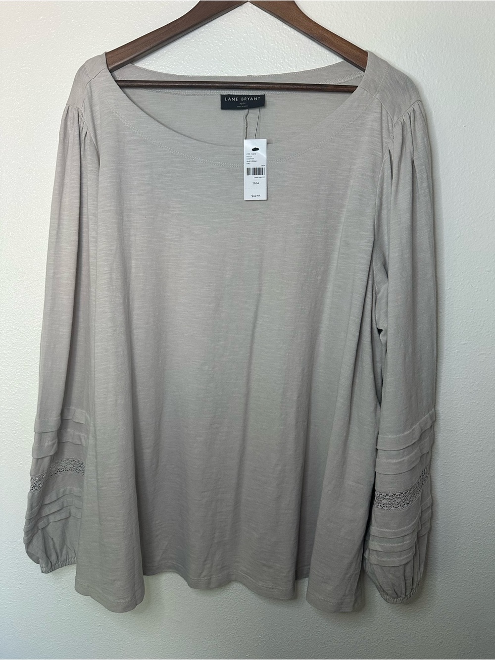 Lane Bryant Taupe Scoop Neck Long Sleeve Top Size 22/24